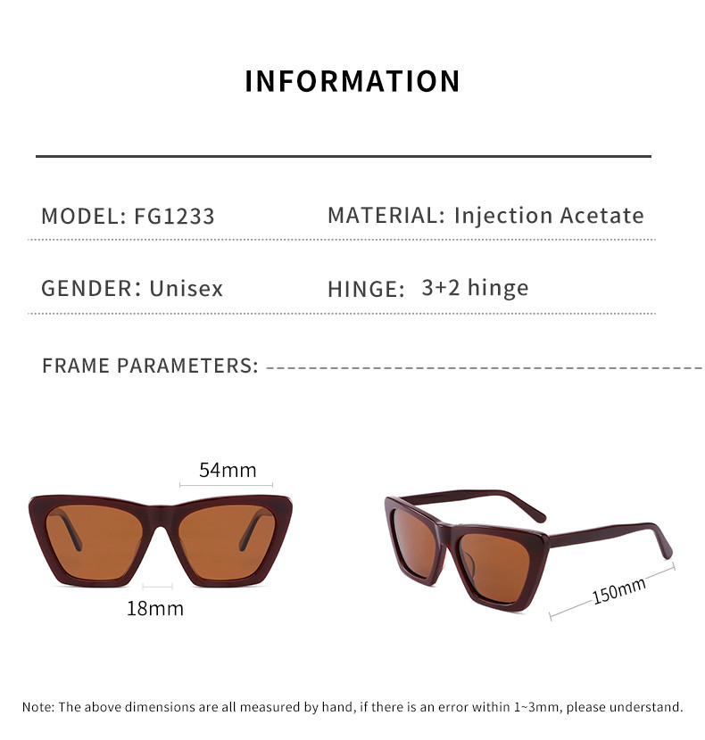 Cat Eye sun blocking sunglasses Vintage Narrow Square Eyeglasses Acetate Frame 54mm