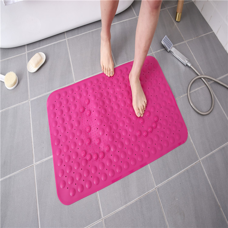 Rectangle Sweet Pink No Fade PVC Bath Mat Lightweight