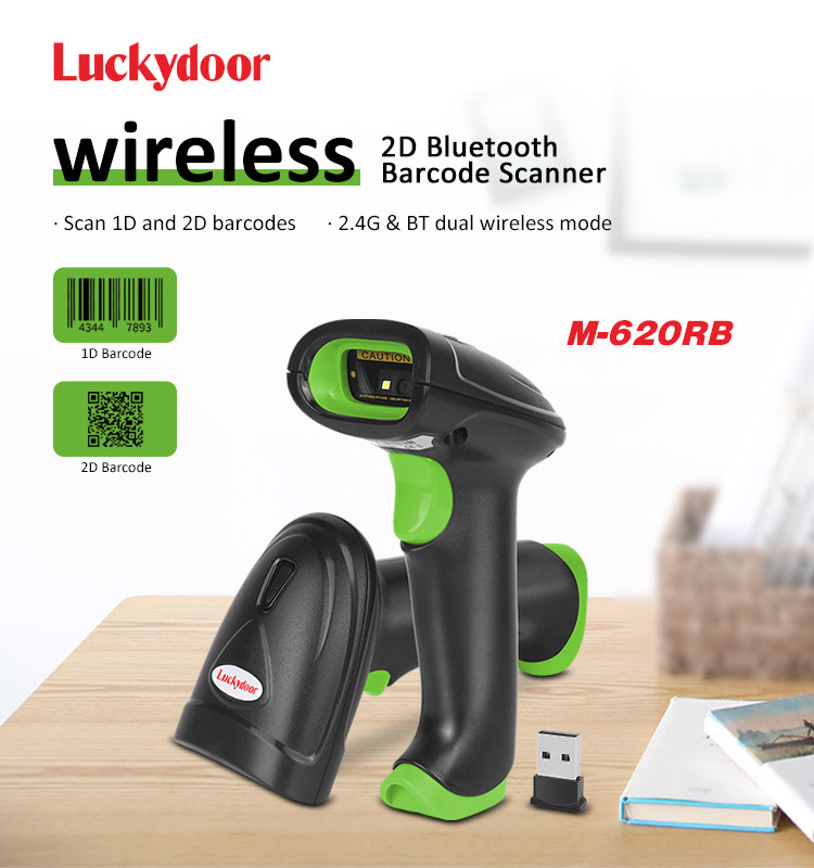 2D CMOS Handheld Barcode Scanner Wireless 2.4G Bluetooth Interface With Receiver