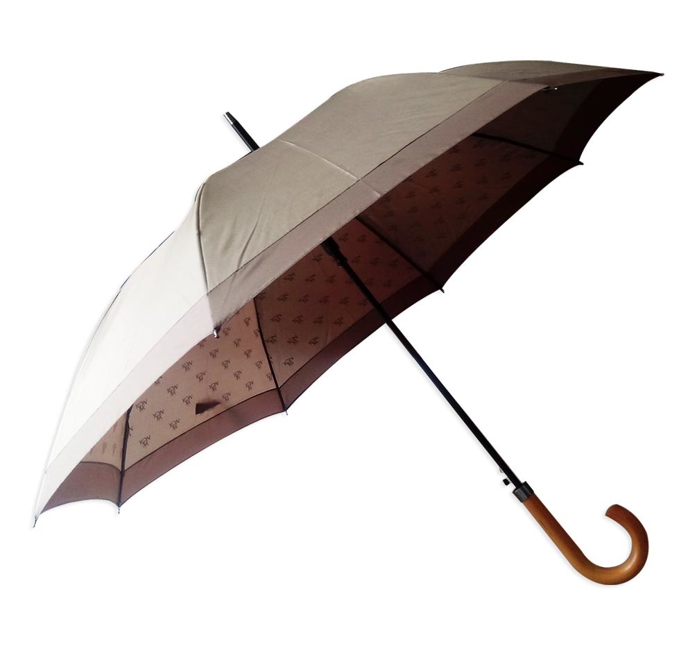 Wooden J Handle Pongee Fabric Compact Golf Umbrella