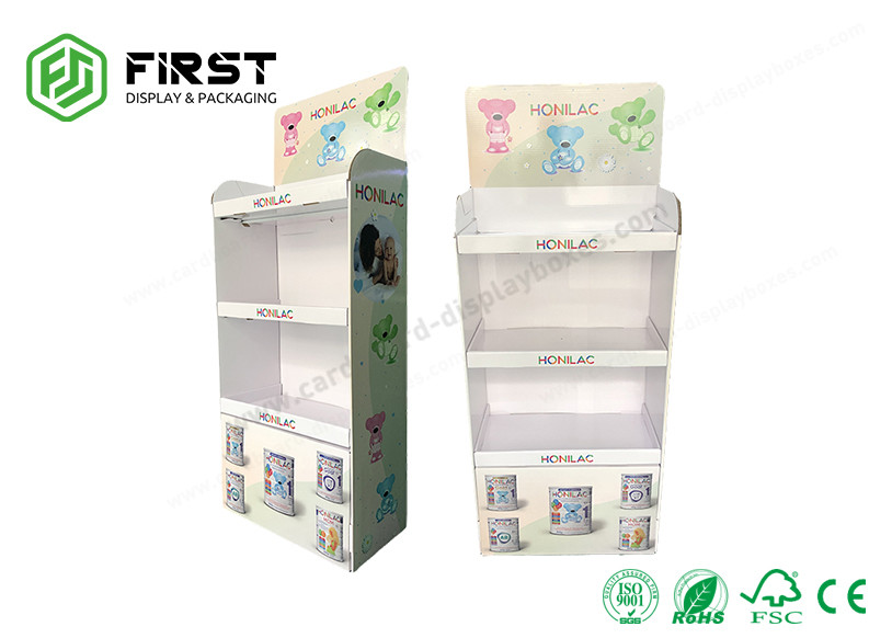 Custom POP Up Carton Floor Stand Recyclable Paper Cardboard Corrugated Floor Display Shelf