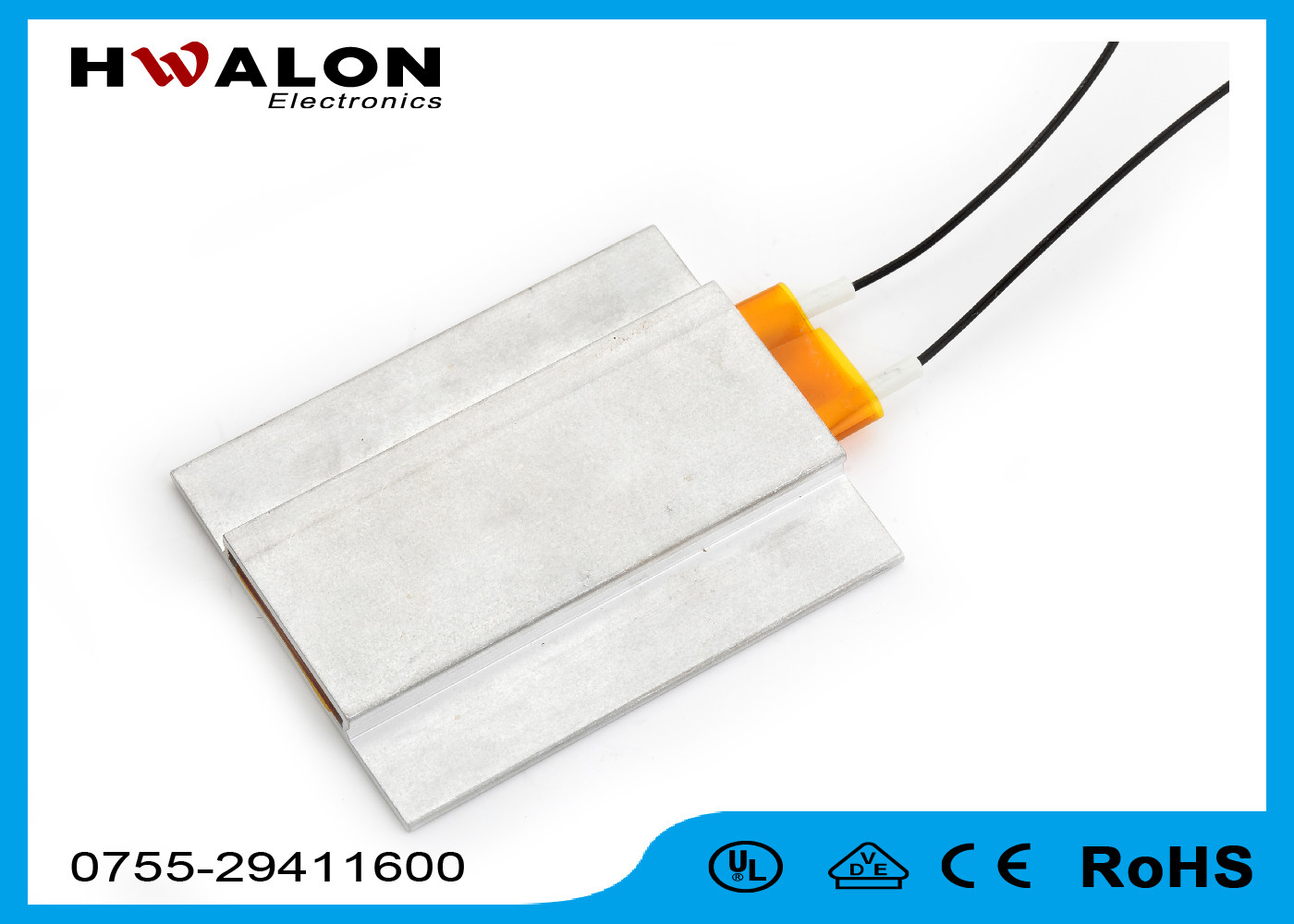 Aluminum Case Yellow Paper 200W PTC Ceramic Heater Thermistor for Lunch Box