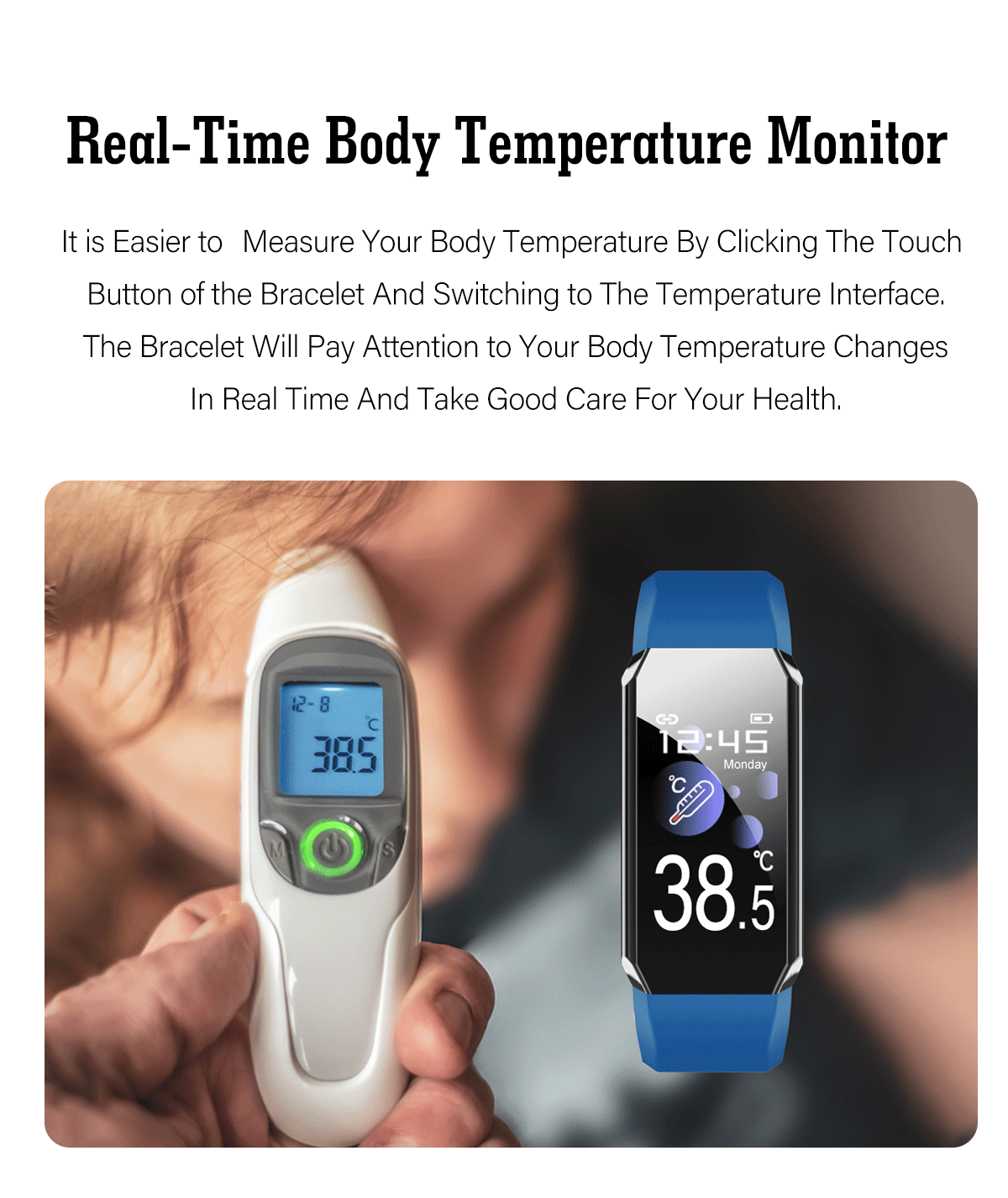 105mAH Battery Full Touch Smartwatch IP67 health tracking bracelet