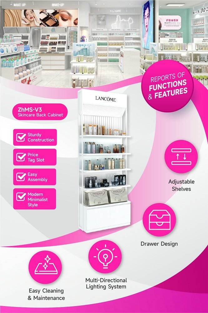 ZhMS-V3 Soft Film Light Box Skincare Display Rack for Cosmetics Retail Stores