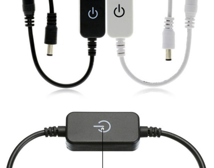 12v 24v Touch Controller Male to Female DC 5.5x2.1mm on off Dimmer Switch for LED Strip Lights