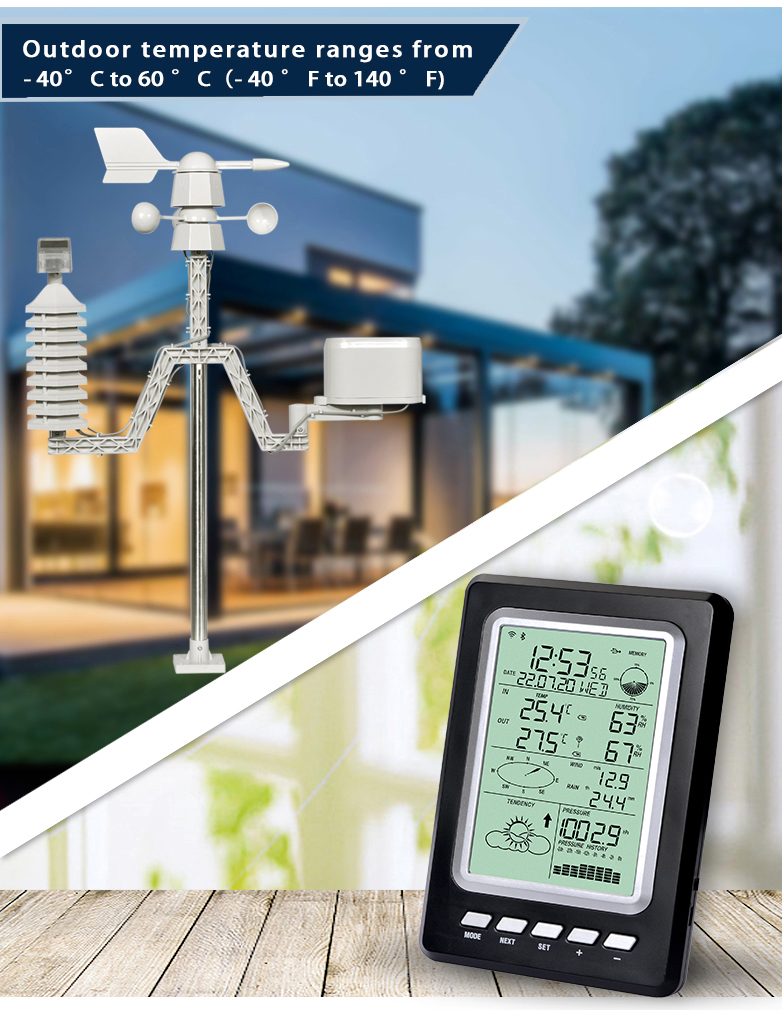 Outdoor Home Wireless Smart Weather Station With LCD Display And Weather Monitoring