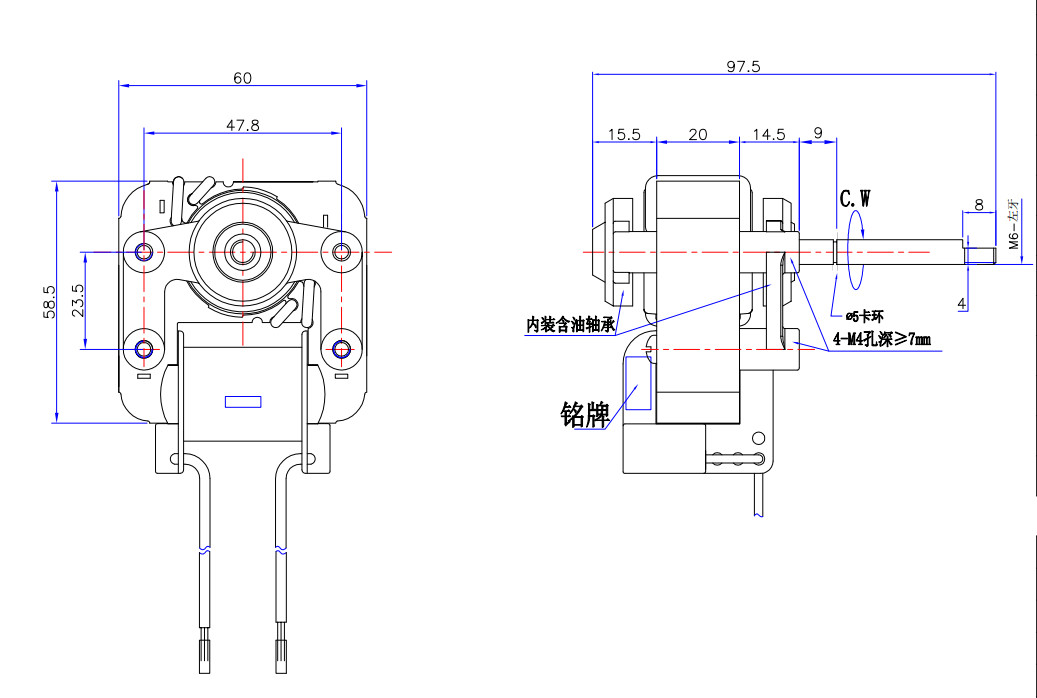 Long Life Shaded Pole Motor 100V 50HZ CL E Heater Fan Motor