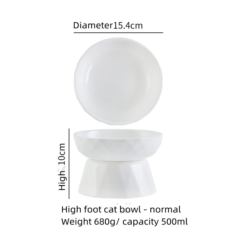 Ceramic High Foot Pet Slow Food Bowl Protecting Spine Cat Water Bowl
