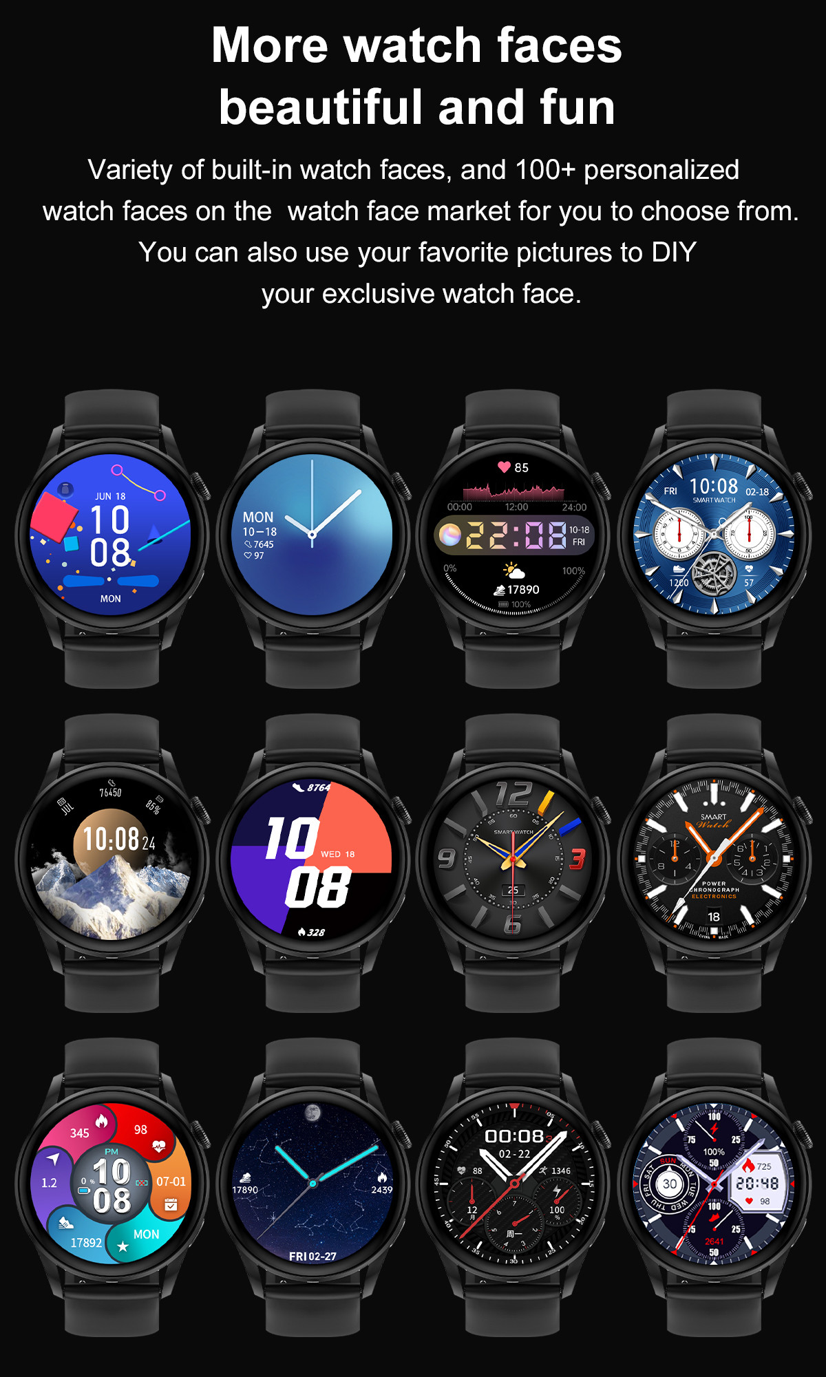 DT3 390x390 HD Bluetooth 5.0 DT Smart Watch Wireless Charging