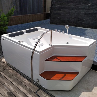 Two Person Jacuzzi Whirlpool Freestanding Bathtub With Jets Step Adult