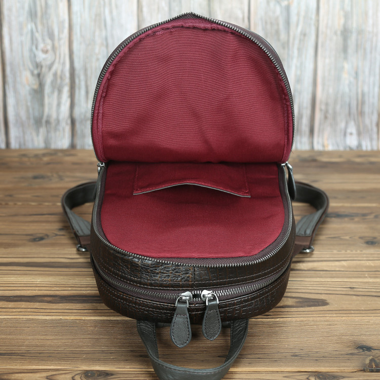 Waterproof Handmade Splicing Mini Small Genuine Leather Backpack Womens