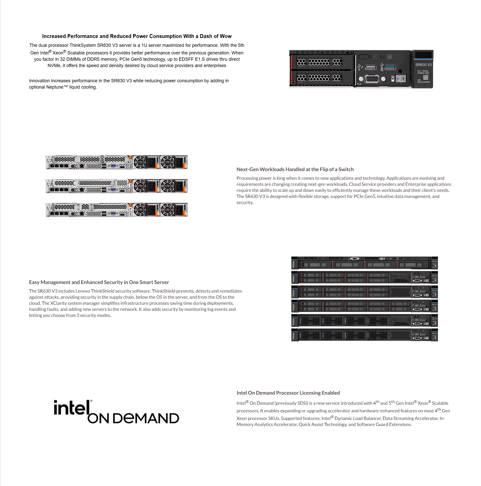 ThinkSystem SR630 V4 2U Rack Server 4 Nodes 12x 3.5 LFF SAS SATA NVMe