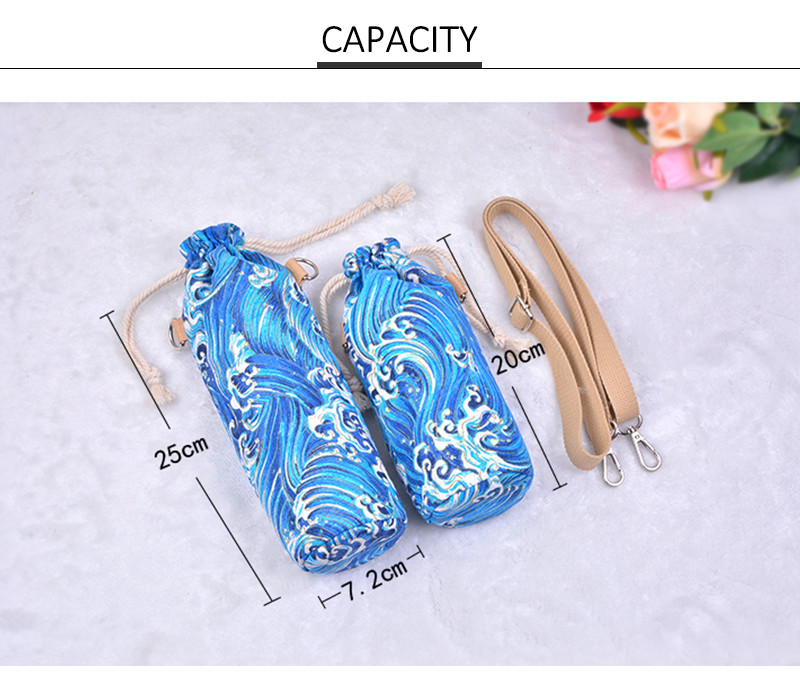 Neck Strap Cotton Canvas Wine Bottle Carry Bag