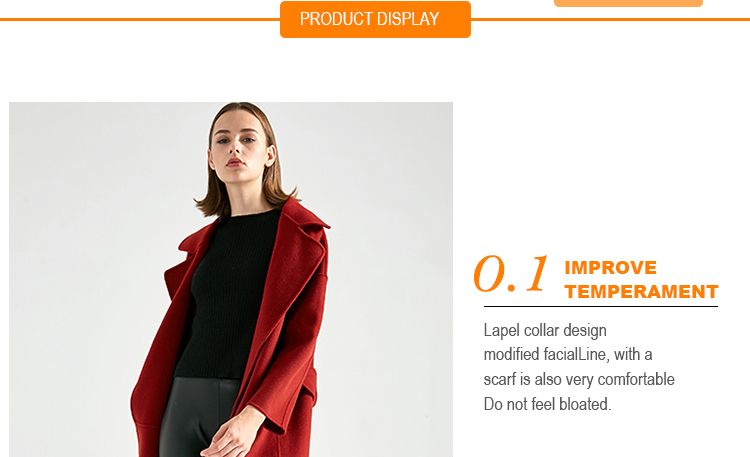 Red Color Women'S Long Wool Winter Coats ，Long Woolen Jacket For Ladies