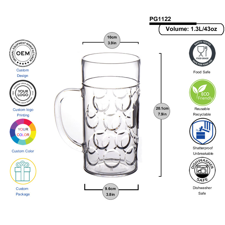 High Durability Unbreakable Food Grade Plastic Beer Glass / Beer Mug