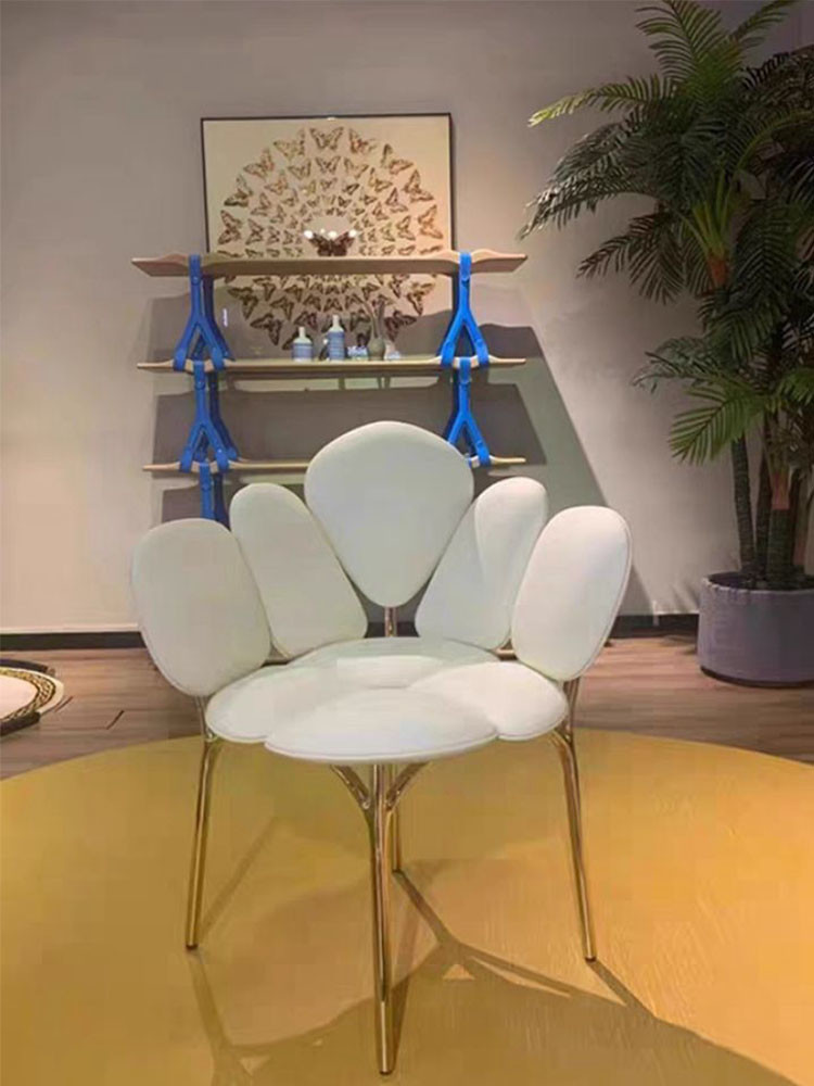 Nordic Hotel Restaurant Furniture Dining Room Petal Shaped Stainless Steel Minimalist Dining Chair