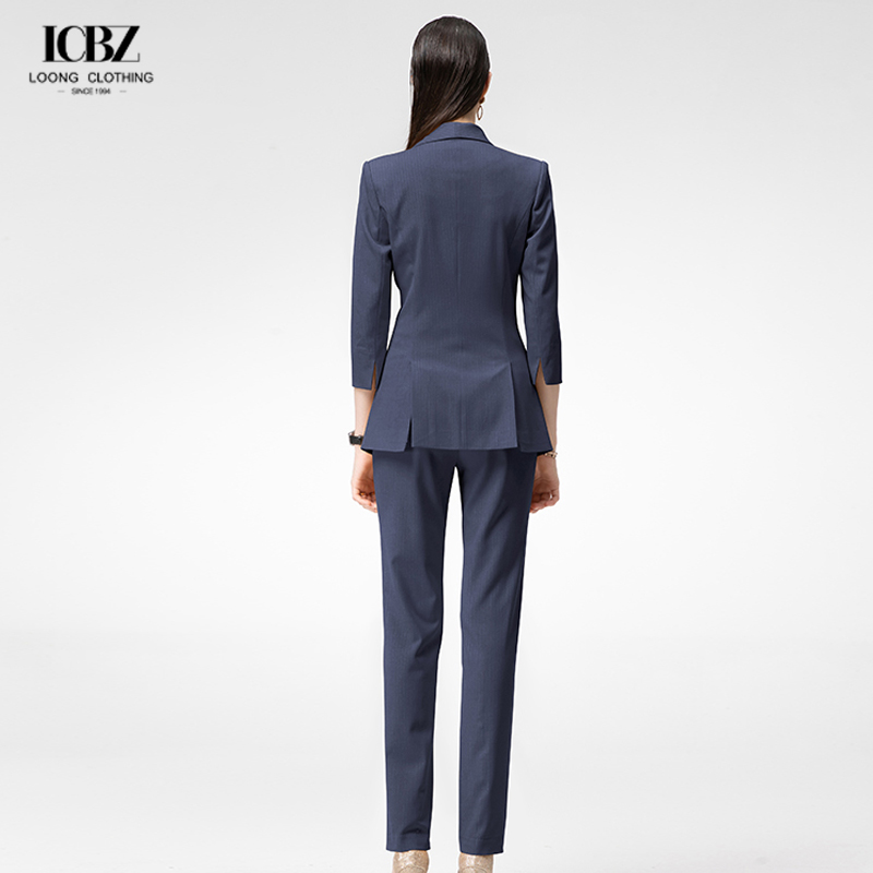 Customized Women's Suit Two-piece Set with Single Button Closure and Polyester Fabric
