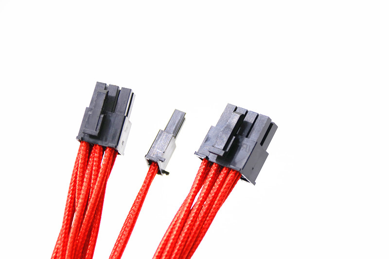 Modular Cable for Power Supply with Extra-Sleeved 24 PIN 8PIN 6PIN 640mm Length Red