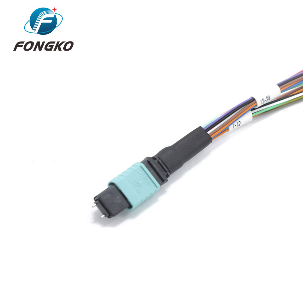 12 Fiber MPO LC Fanout Cable OM3 To 0.9mm MM Fiber Optic Patch Cord