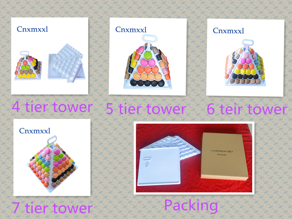 7 Layer Thin 1mm Plastic Macaron Packaging Pyramid Mini Macaron Stand