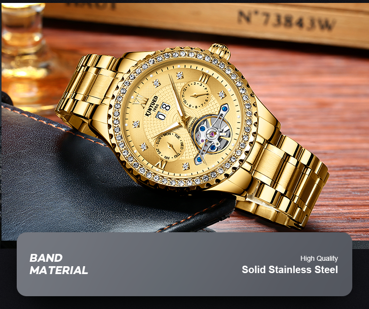 Crystal Diamond Stainless Steel Wristwatch Luxury Mechanical Watches