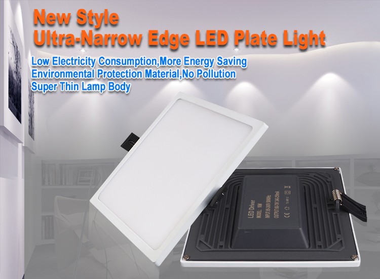 Unique Design Super Slim Aluminum Lamp Body Panel Light,New Product Ultra-narrow SMD Led Ceiling Square Embedded Plate Light