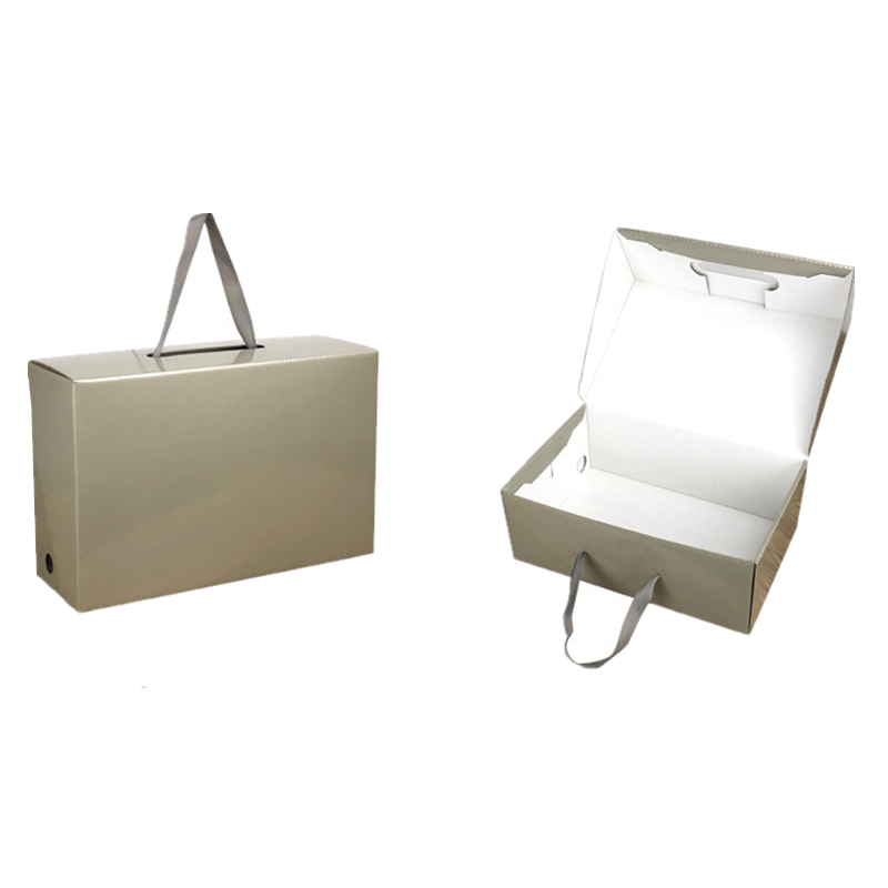 Ribbon Handle Foldable Corrugated Cardboard Handbag Packaging Box for Socks Clothing