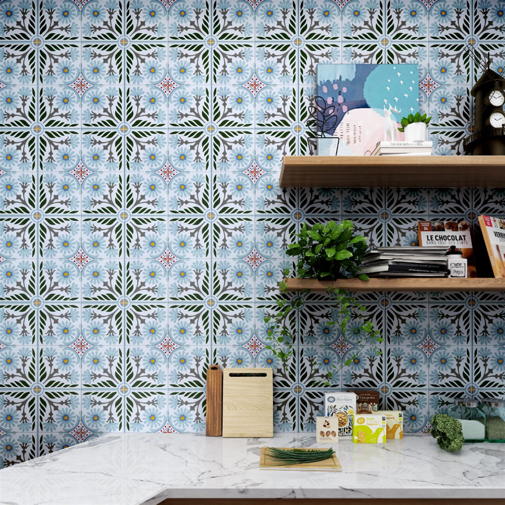 Acid-Resistant Gray And Green 20x20cm Ceramic Rustic Tile For Dining Room And Durable Tile For Bathroom