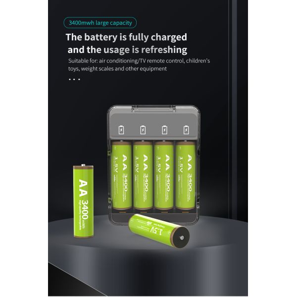 SHUNXIANG 3400mWh AA rechargeable battery and charger kit