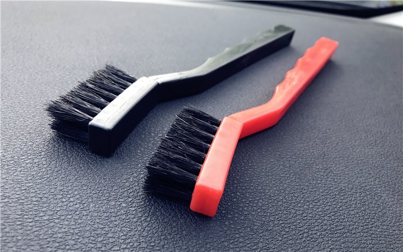 Ergonomic Handle 7" Car Leather Cleaning Brush 18cm For Panel Seams Tyre Engine Room