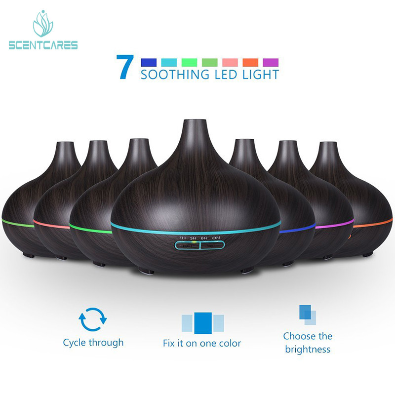 300ML Wood Grain 20ML/h Pure Cool Mist Humidifier