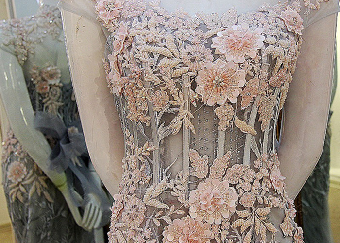 Purple And Pink Lace Mermaid Prom Dress High Collar Backless Flowers Tulle Tail