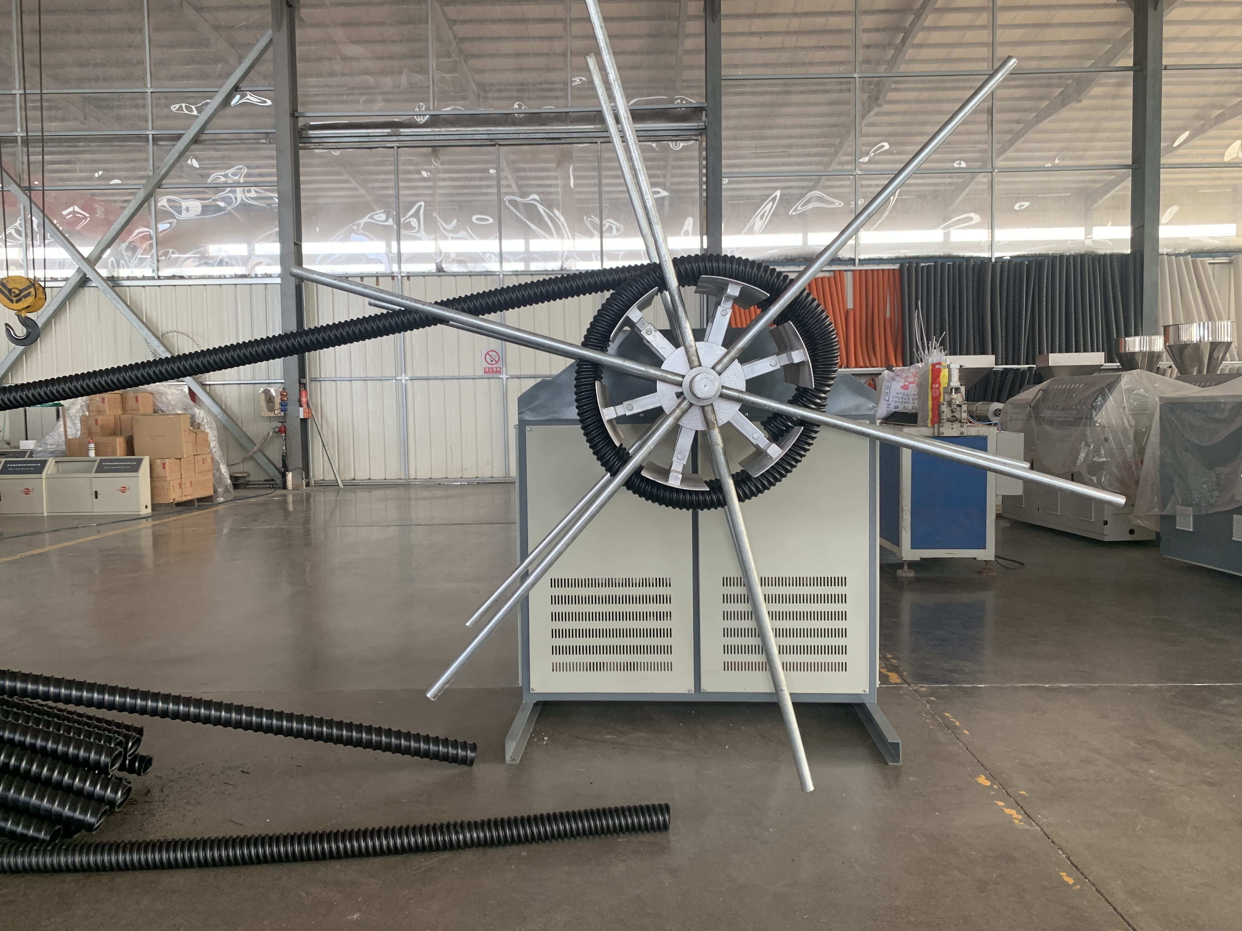 Water Cooling Spiral Pipe Extrusion Line with Winding Machine 100m/roll and Fully Automatic Grade Design