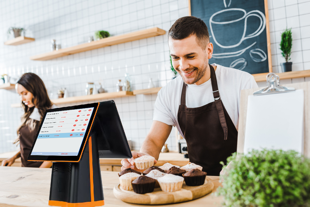 15.6'' Touch Screen Cash Register with Win 10/Android OS and Full HD 1080P Main Display