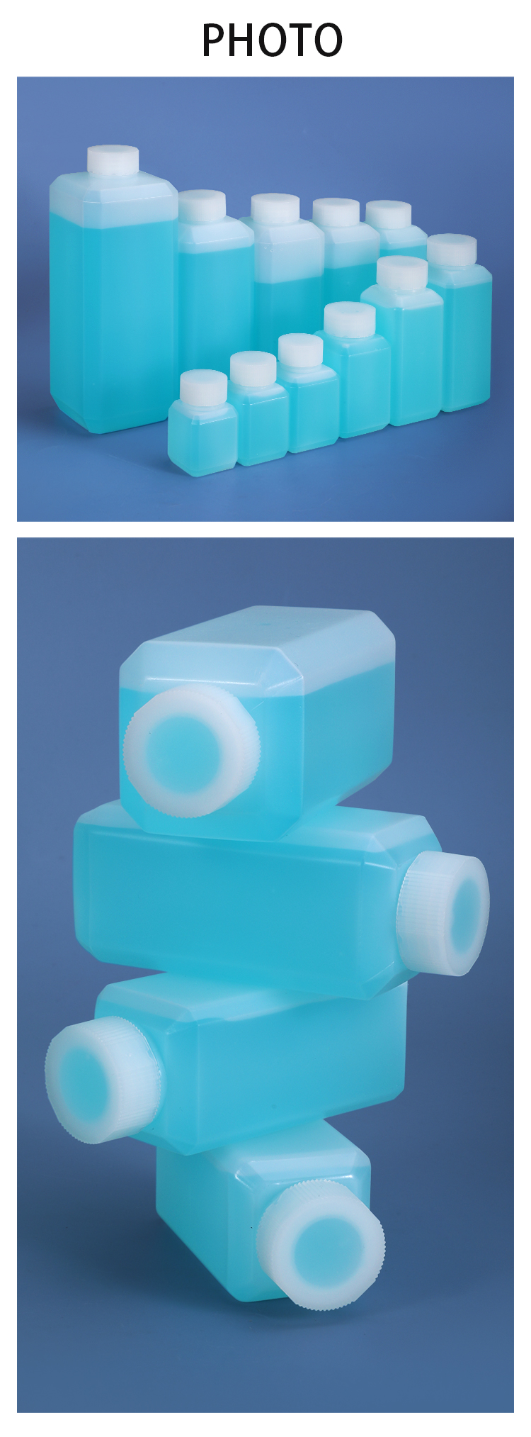 250ml Small HDPE Square Brown Reagent Bottle For Industrial Chemical Liquid