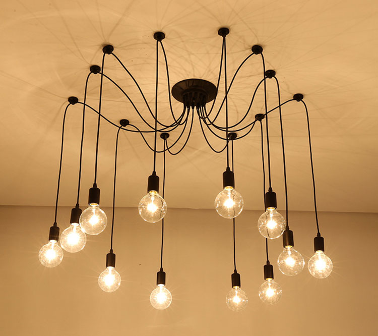 Retro Loft Industrial Chandelier Adjustable E27 Multi Head Lamps Restaurant metal lamp(WH-VP-225）