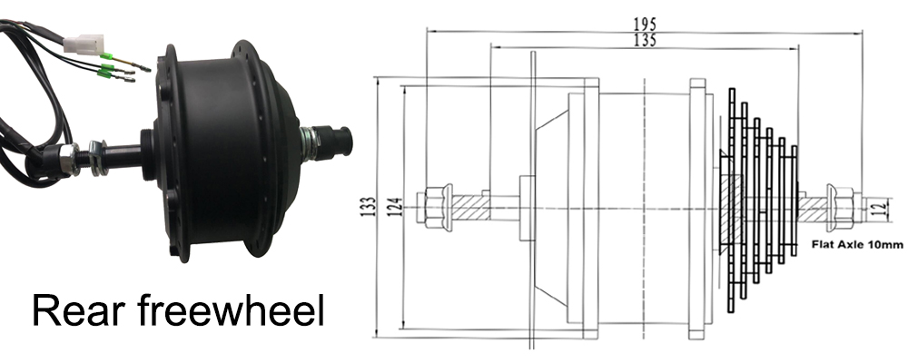 36V hub Rear freewheel