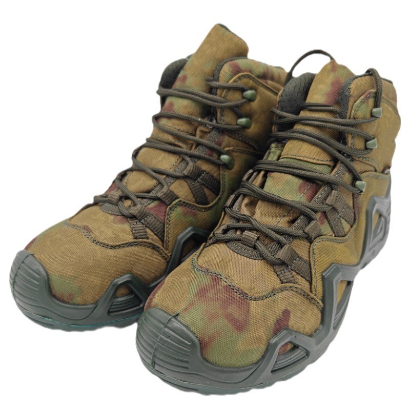 Shock-Absorbent Combat Tactical Boots Durable Leather Flat Heel Ankle-High Shaft