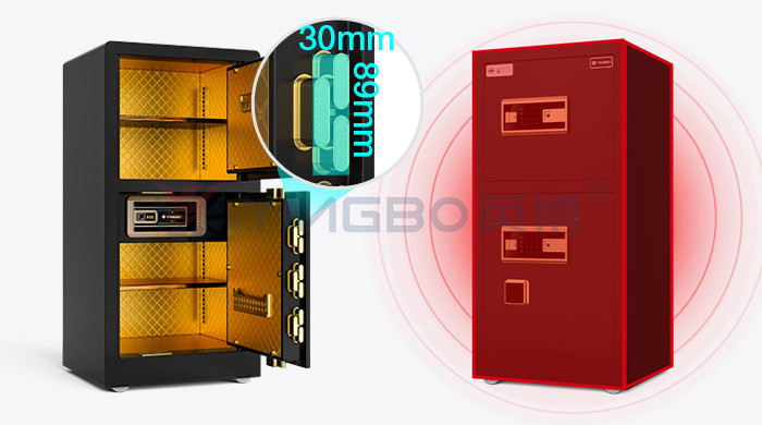 Black Double Door Home Smart Security Safe Box H39.5in YB/RS-100D