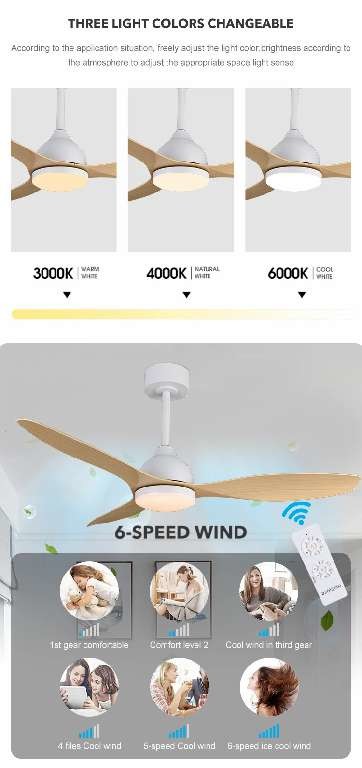 Modern Design 48 Inch Indoor Living Room Remote Control Led Ceiling Fan With Light