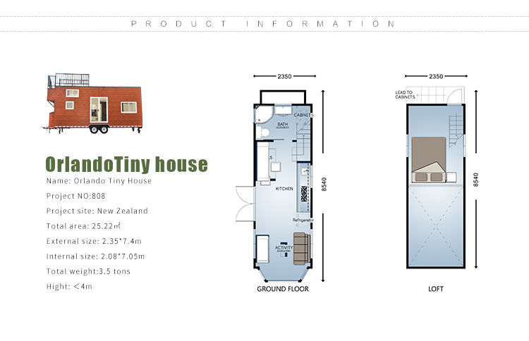Light Steel Frame Prefab Tiny House On Wheels With Small Terrace For Sale And For Rent