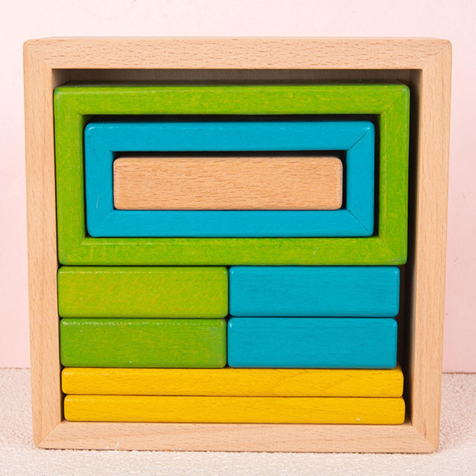 Wooden Stacker Nesting Puzzle Blocks Montessori Stacking Game for Preschool Boys Girls