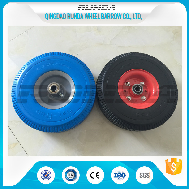 Flat Free PU Foam Wheel Carbon Steel Bearing 20mm Inner Hole Oil Dirt Resistant