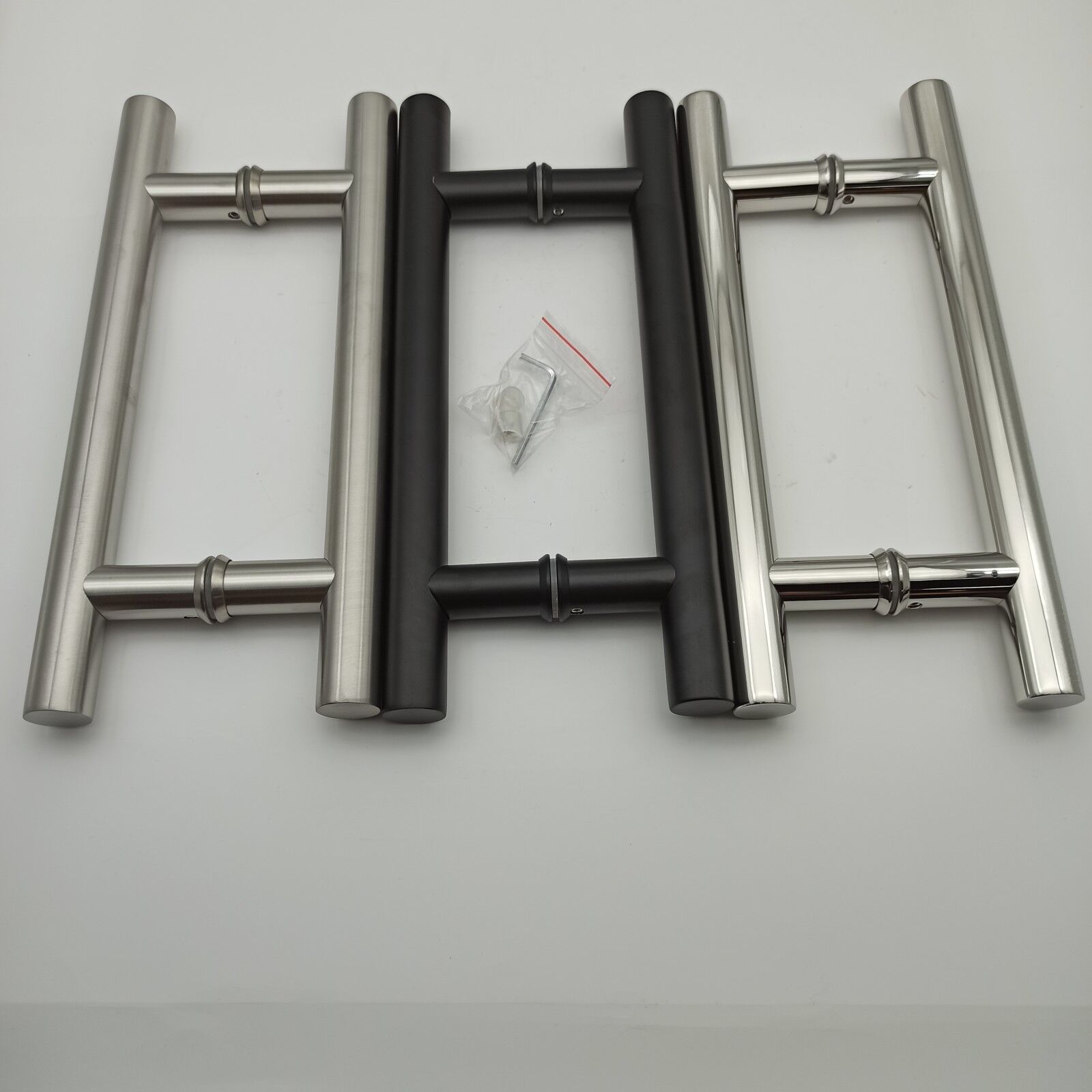 Door Window Handles 8 Inch Black Glass Door Handle in Chrome Finish 304 Stainless Steel