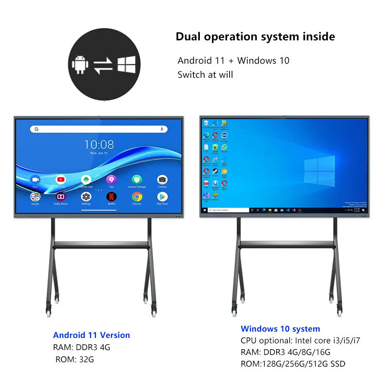 75inch Interactive Tv Touch Screen Advanced Graphics Mali-G51 GPU Smart Interactive Whiteboard