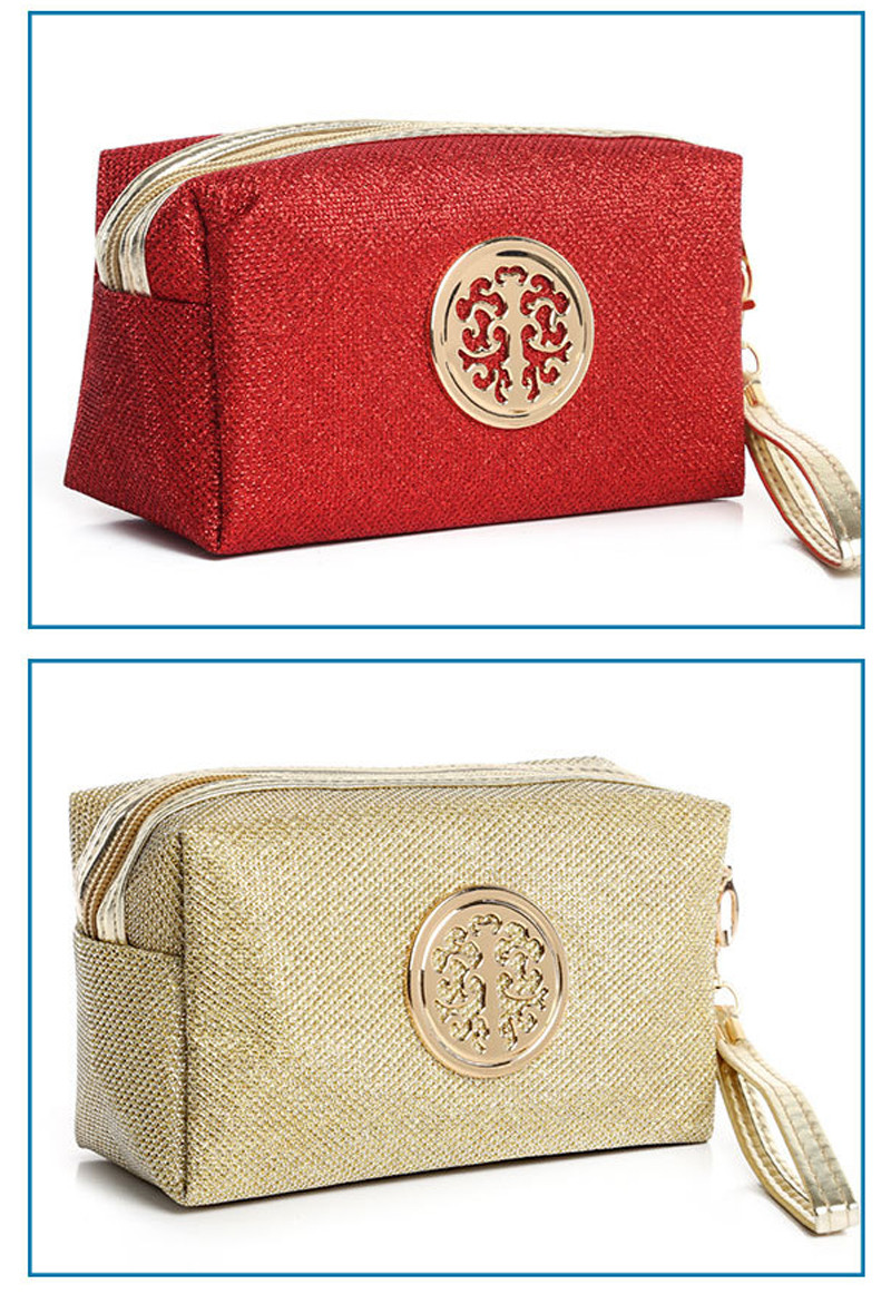 Wholesale Woman Travel Waterproof PU Cosmetic Wristlet Wash Bag