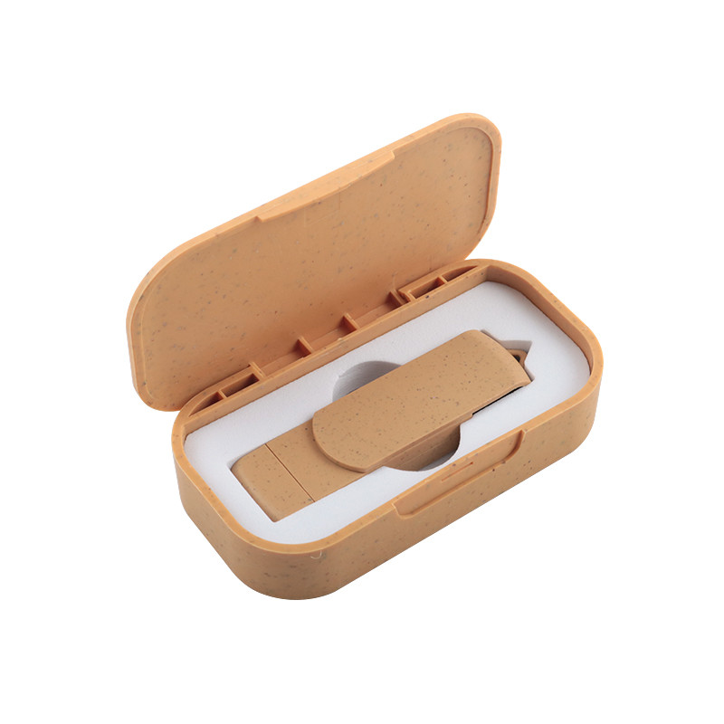 Customized Vibrant Beige USB With Laser Engraved Logo Recyclables Materials