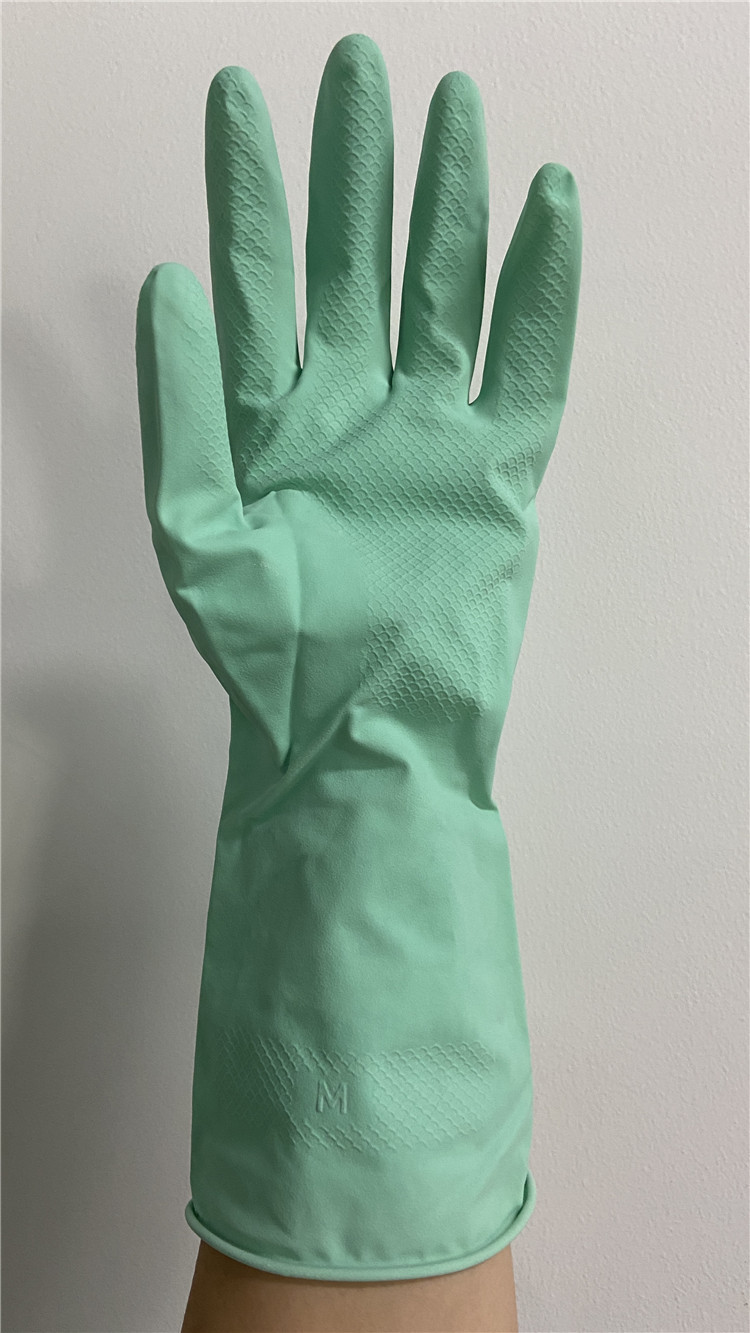 Flocklined M60g Green Natural Rubber Latex Gloves Household