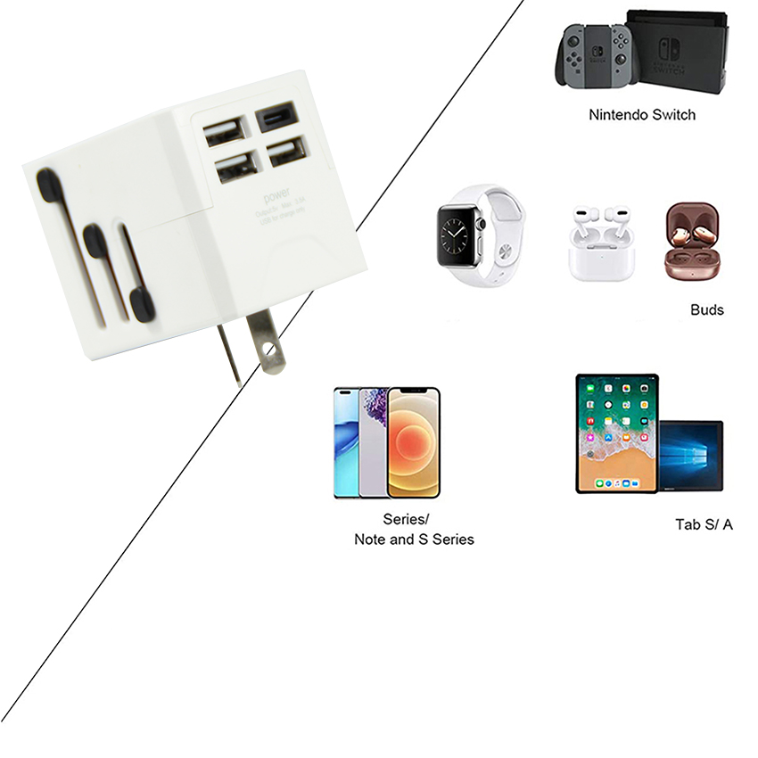 Approved Multi Plug 4 in 1 Power Supply Adapter US EU UK AU Plug Travel Charger