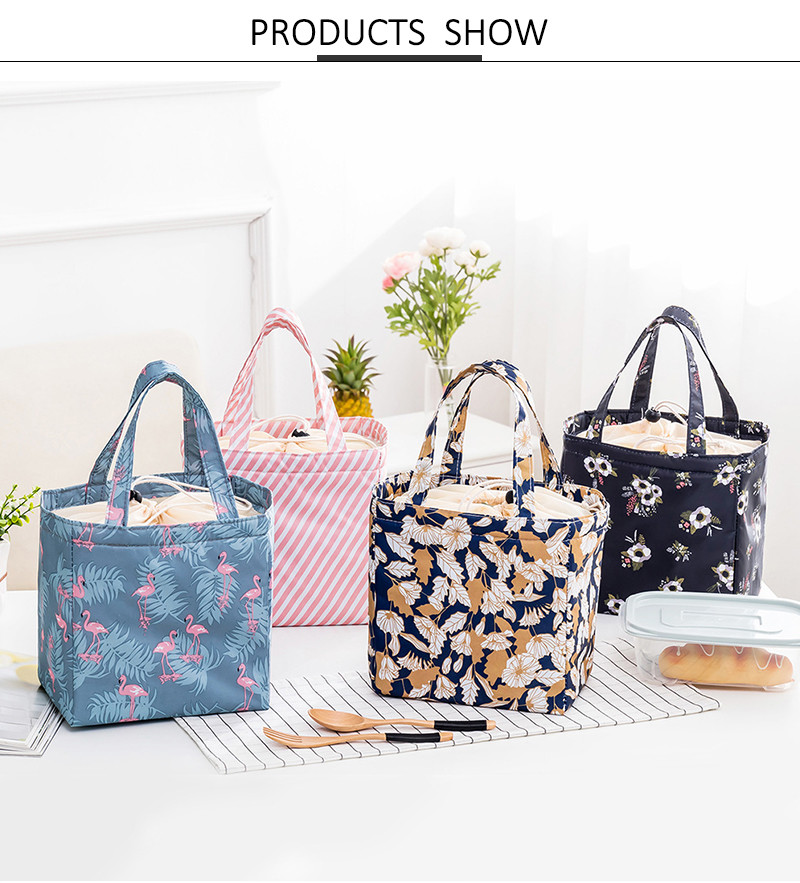 Flamingo Print D13cm Insulated Lunch Cooler Bags